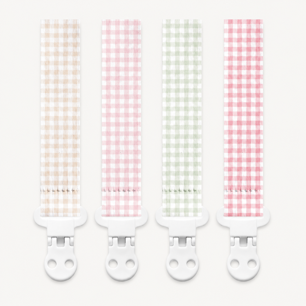 Gingham Pacifier Clips